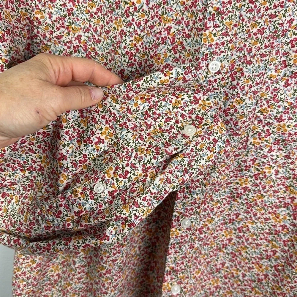 J. Crew Men Ditzy Floral Print Long Sleeve Button Down Lg Shirt Slim Flex Washed